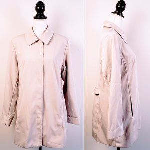 MERONA Jacket Coat, Beige 100% Polyester Long Sleeve Snaps Pockets Collar, L